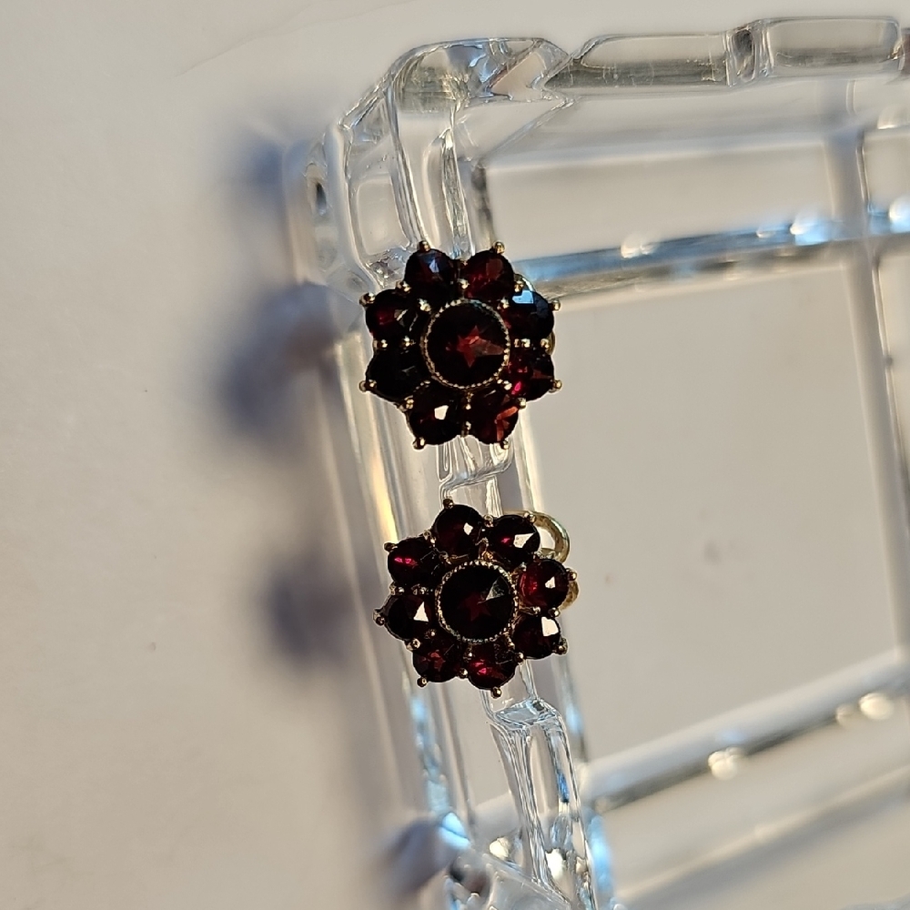 Bohemian Garnet Small Clip Earrings